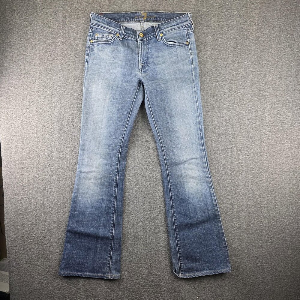 7 For All Mankind Flared Jeans Womens 27 Blue Light Wash 25x31 Stretch